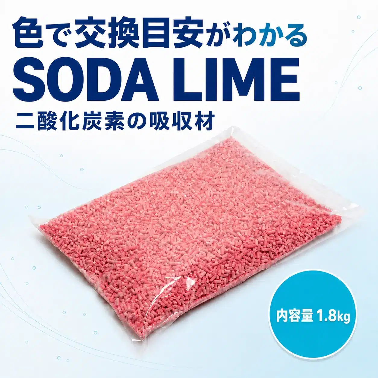 桃色から白色への変化で交換目安を示すSODA LIME