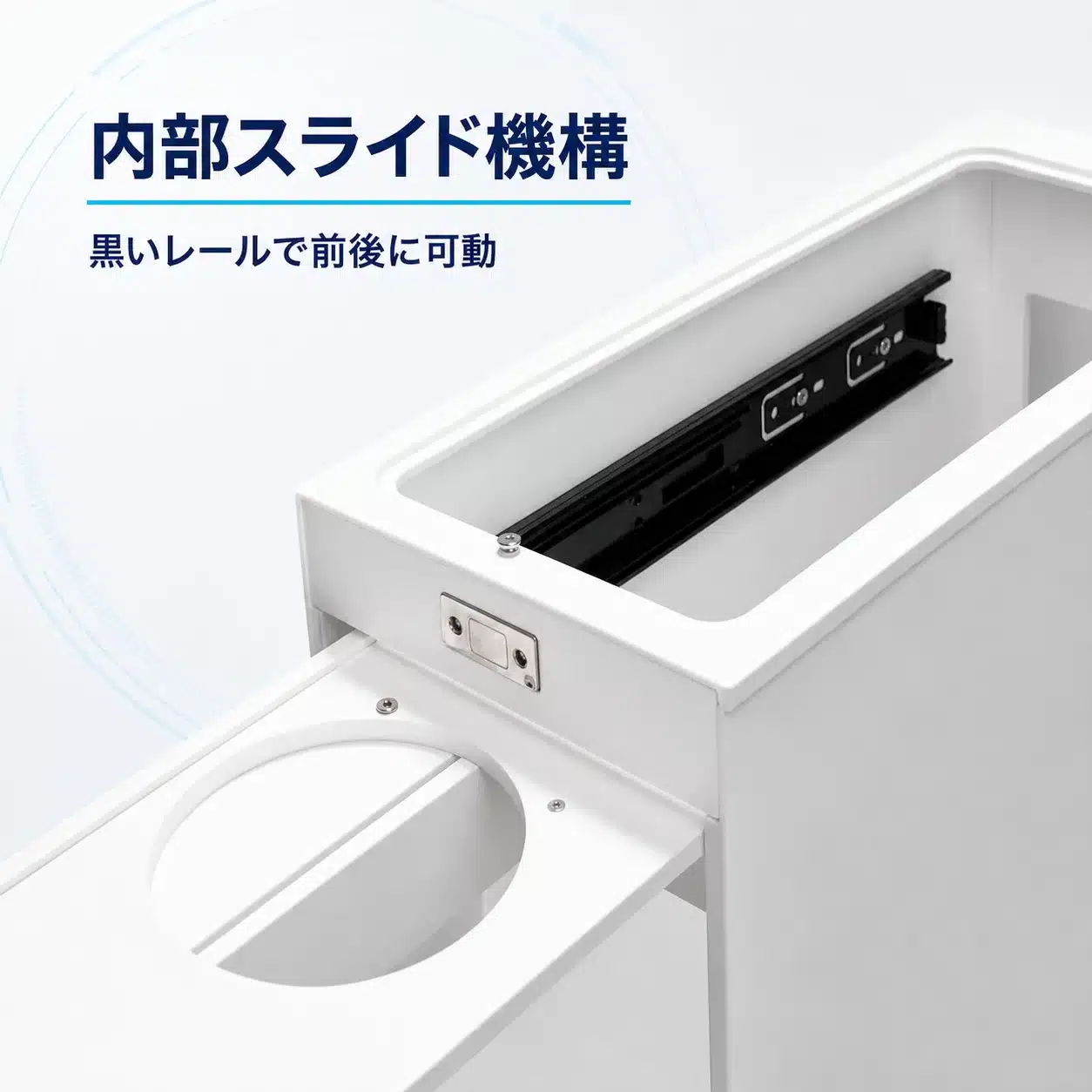 配線収納ボックスLのレールと内部フレーム