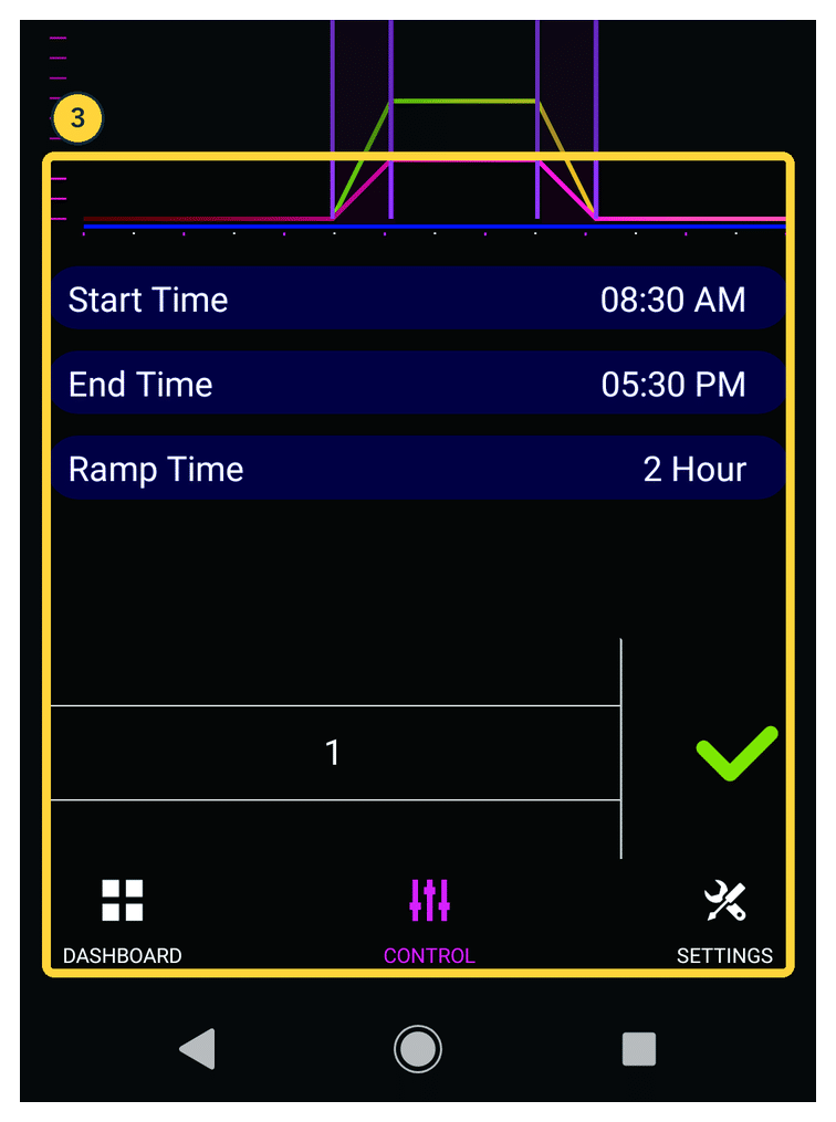 iMicMolのACLM Ramp時間設定画面の実画面
